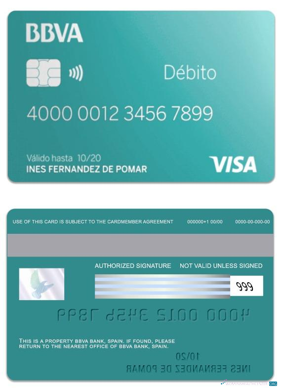 Download Spain BBVA Bank visa debit card Photoshop template